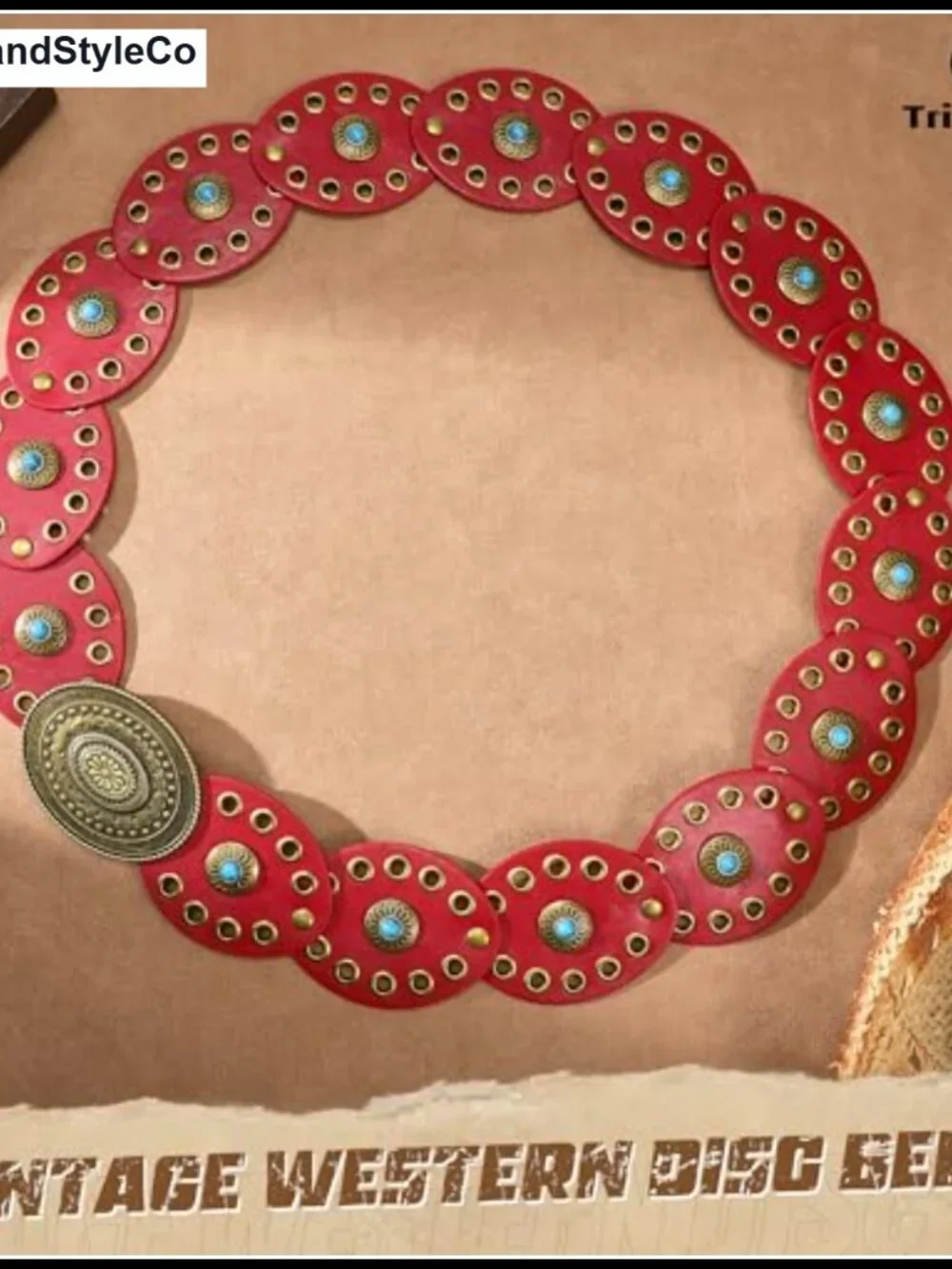 Western Belt for Women Wide PU Leather Concho Disc Belt Boho Country